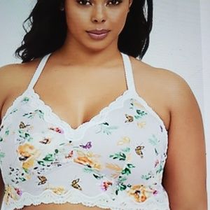 Light grey floral microfiber racerback bralette